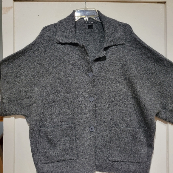 Tahari Gray Button-Up Cardigan - Picture 10 of 12